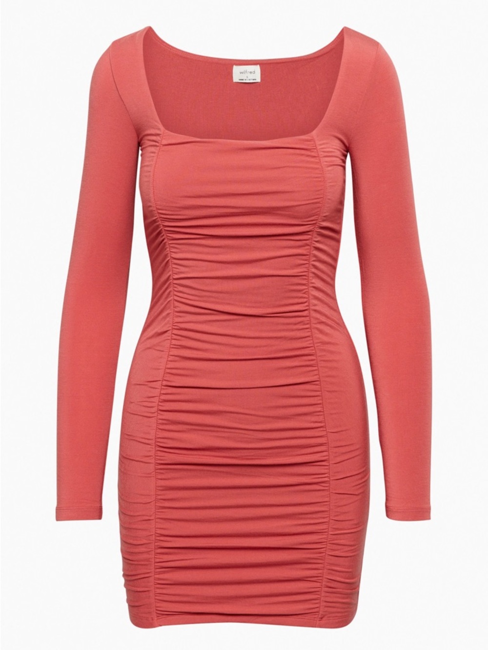 Aritzia Wilfred Lydia Rosy Red Feminine Cocktail TENCEL Bodycon Dress